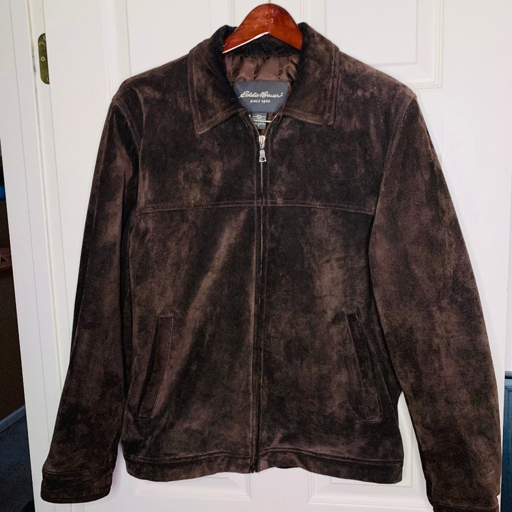 Eddie Bauer Suede Leather Bomber Jacket Size S Gem
